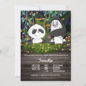 Jungle baby zebra panda Bär Weinleuchten Einladung (Vorderseite)
