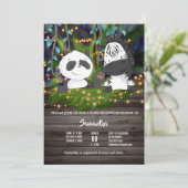 Jungle baby zebra panda Bär Weinleuchten Einladung (Stehend Vorderseite)