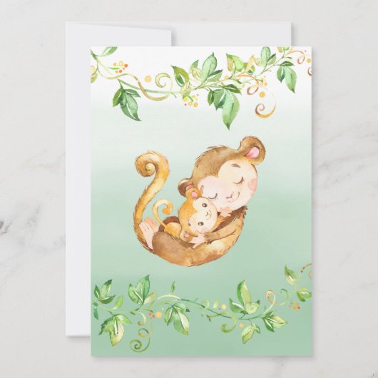 Jungle-Babydusche von Affen Einladung (Rückseite)