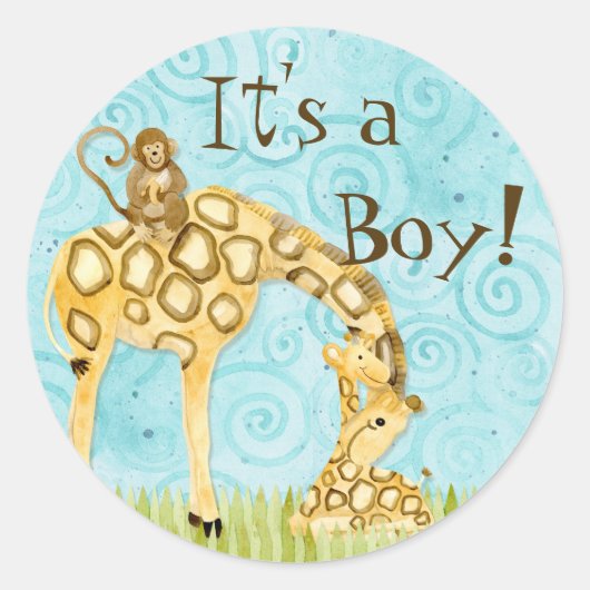 Jungle Babys, Baby Aufkleber - Blau (Vorderseite)