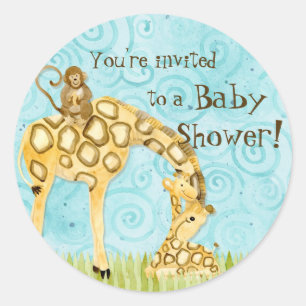 Jungle Babys, Baby Shower Stickers - Blau