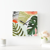 Jungle Beat Tropical Greenery Quadratische Wanduhr (Zuhause)
