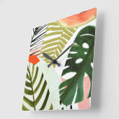 Jungle Beat Tropical Greenery Quadratische Wanduhr (Winkel)