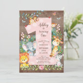 Jungle Big One Girls Einladung zum Geburtstag (Stehend Vorderseite)