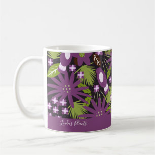 Jungle Bird Muster Lila Vegetation Tropische Pflan Kaffeetasse