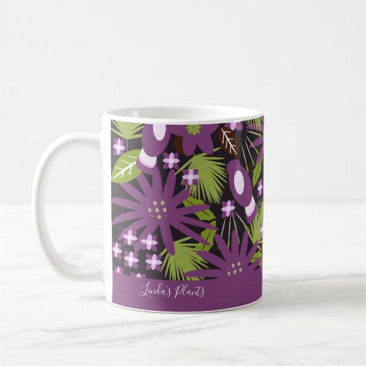 Jungle Bird Muster Lila Vegetation Tropische Pflan Kaffeetasse (Links)