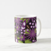 Jungle Bird Muster Lila Vegetation Tropische Veget Kaffeetasse (VorderseiteRechts)