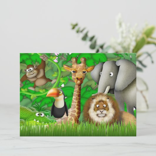 Jungle Birthday Einladung (Stehend Vorderseite)