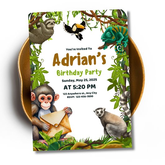 Jungle Birthday Einladung Safari Tiere Geburtstag