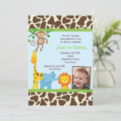 Jungle Birthday Einladungen (Stehend Vorderseite)