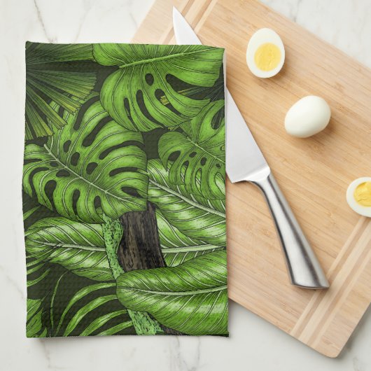 Jungle-Blätter Geschirrtuch (Viertel Falte)