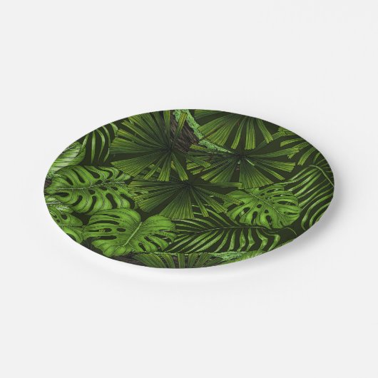 Jungle-Blätter Pappteller (Schrägansicht)