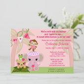 Jungle Blossom Schwanz Kinderdusche Einladungen GI (Stehend Vorderseite)