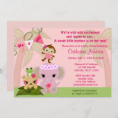 Jungle Blossom Schwanz Kinderdusche Einladungen GI (Vorne/Hinten)