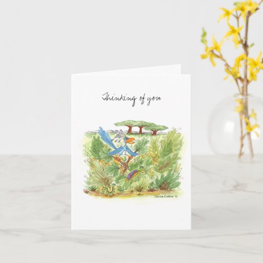 Jungle Blue Bird Note Card Karte (Gelbe Blume)