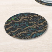 Jungle Blue Camouflage Design Runder Pappuntersetzer (Angewinkelt)