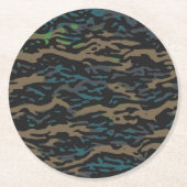 Jungle Blue Camouflage Design Runder Pappuntersetzer (Vorderseite)
