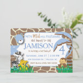 Jungle Blue zum Geburtstag Einladung (Stehend Vorderseite)