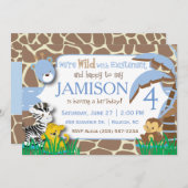 Jungle Blue zum Geburtstag Einladung (Vorne/Hinten)