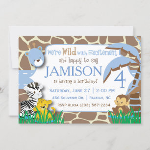 Jungle Blue zum Geburtstag Einladung