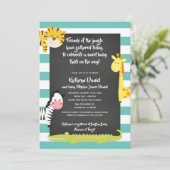 Jungle Boy Animal Chalkboard Babydusche Einladung (Stehend Vorderseite)