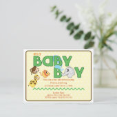 Jungle Boy Baby Dusche Postcard Einladung (Stehend Vorderseite)