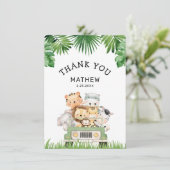 Jungle Boy Babydusche Flat Danke Karte (Stehend Vorderseite)