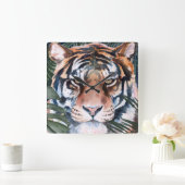 Jungle Cat - Tiger Quadratische Wanduhr (Zuhause)