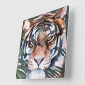 Jungle Cat - Tiger Quadratische Wanduhr (Winkel)