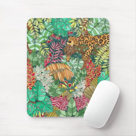 Jungle Cat Watercolor Mousepad (Mit Mouse)