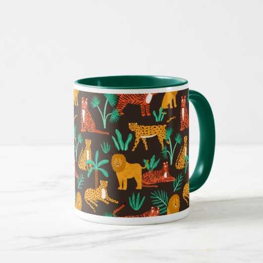 Jungle Cats Muster Tasse (VorderseiteRechts)