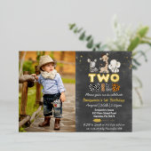 Jungle Chalkboard Two Wild Foto Real Gold Folieneinladung (Stehend vorne)