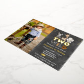 Jungle Chalkboard Two Wild Foto Real Gold Folieneinladung (Gedreht)