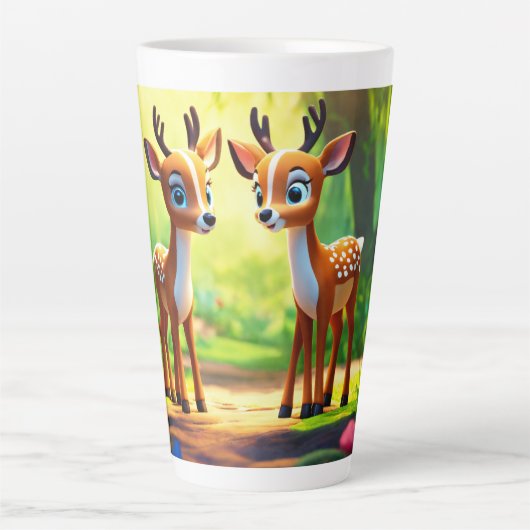 Jungle Chat Niedlich Hirschdesign Milchtasse (Vorderseite)