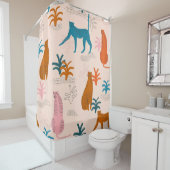 Jungle Cheetah: Funky Tropical Pattern. Duschvorhang (Beispiel)