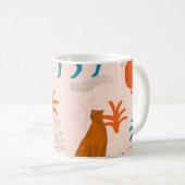 Jungle Cheetah: Funky Tropical Pattern. Kaffeetasse (VorderseiteRechts)