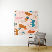 Jungle Cheetah: Funky Tropical Pattern. Wandteppich (Beispiel (Horizontal))