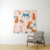 Jungle Cheetah: Funky Tropical Pattern. Wandteppich (Beispiel)