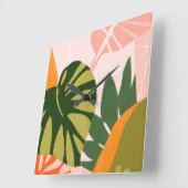 Jungle Collage I Quadratische Wanduhr (Winkel)