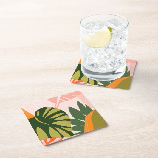 Jungle Collage I Rechteckiger Pappuntersetzer (Vor Ort)