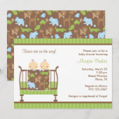 Jungle Crib Twins Einladung (Vorne/Hinten)