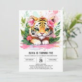 Jungle Custom Tiger Geburtstagseinladung Einladung (Stehend Vorderseite)