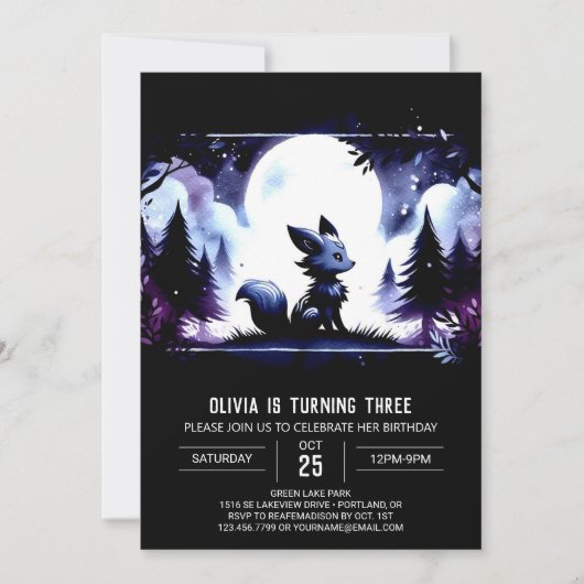 Jungle Custom Wolf Geburtstag Einladung (Vorderseite)