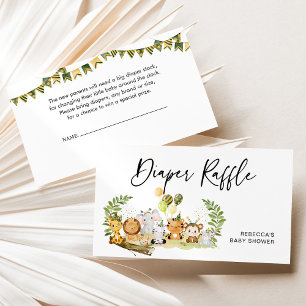 Jungle Diaper Raffle Babydusche Umschließkarte Visitenkarte