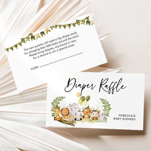 Jungle Diaper Raffle Babydusche Umschließkarte Visitenkarte