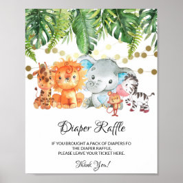 Jungle Diaper Raffle Sign Poster