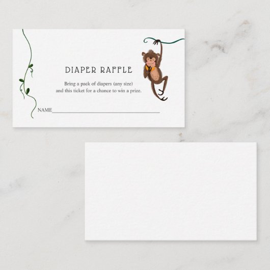 Jungle Diaper Raffle Ticket für Babydusche Begleitkarte (Vorne/Hinten)