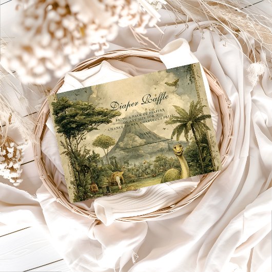Jungle Dinosaur Baby Shower Diapper Raffle Begleitkarte