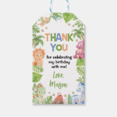 Jungle Dinosaur Boy Birthday Party Danke Geschenkanhänger (Vorderseite)