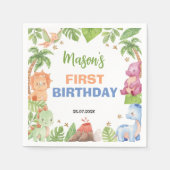 Jungle Dinosaur Boy Birthday Party Napkins Serviette (Vorderseite)